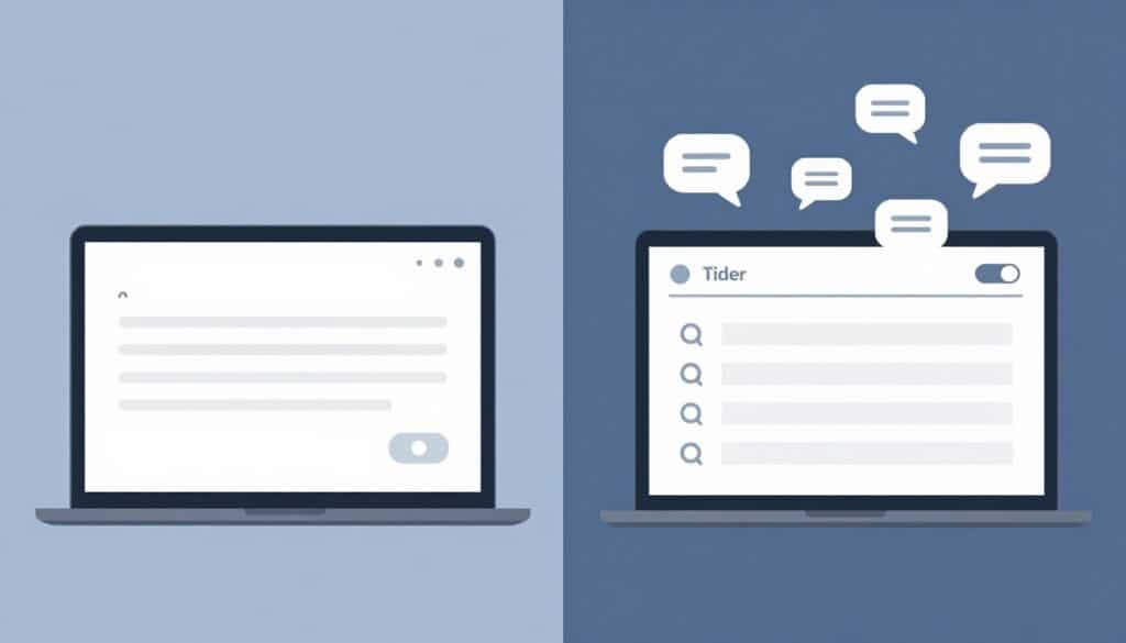 Commenting on WordPress.com vs WordPress.org: What Changes? 1 Two laptops compare a simple comment box with a dashboard of discussion settings.