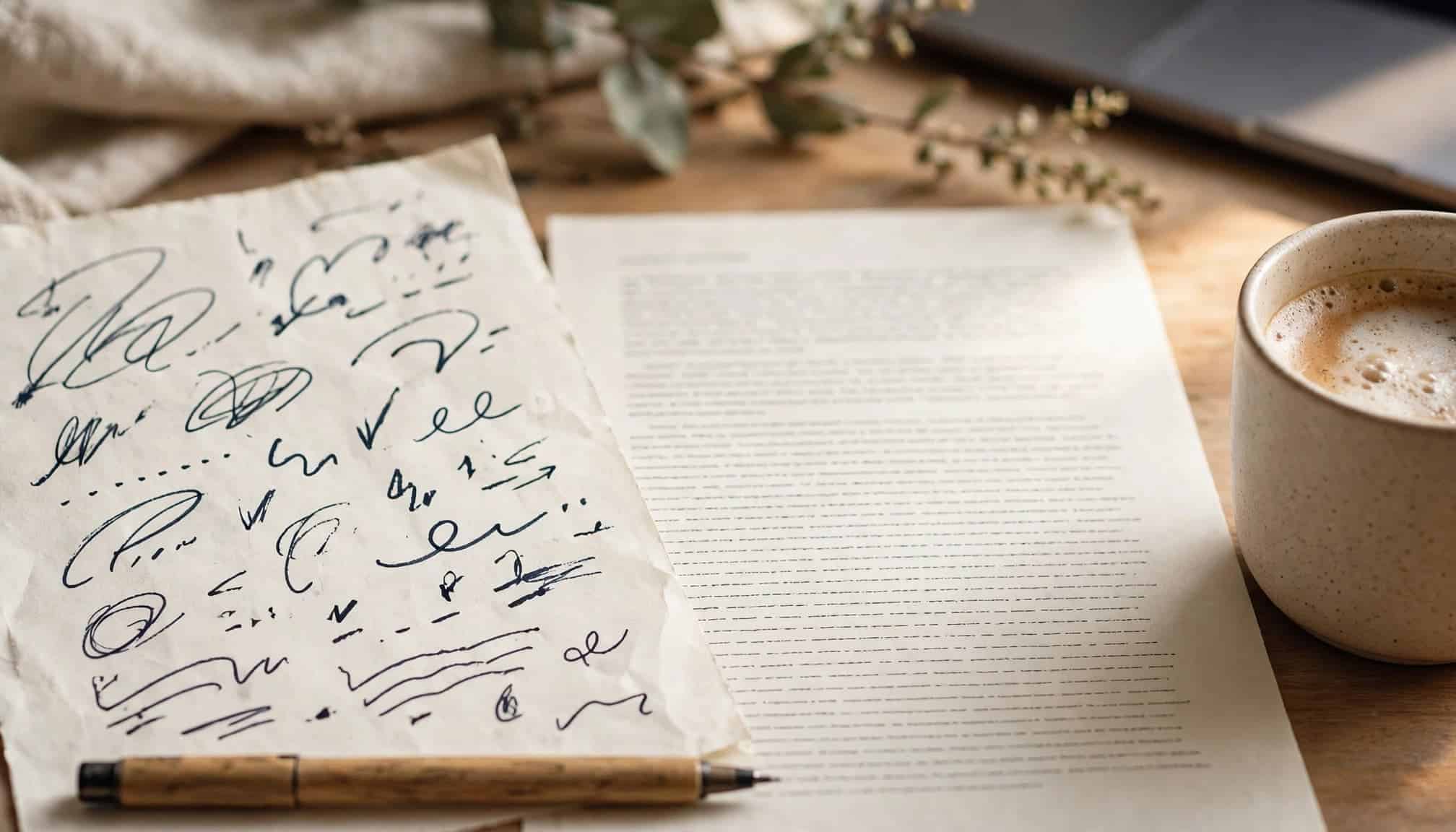 Commenting on WordPress.com vs WordPress.org: What Changes? 2 A handwritten note and pen sit beside a printed article and mug.